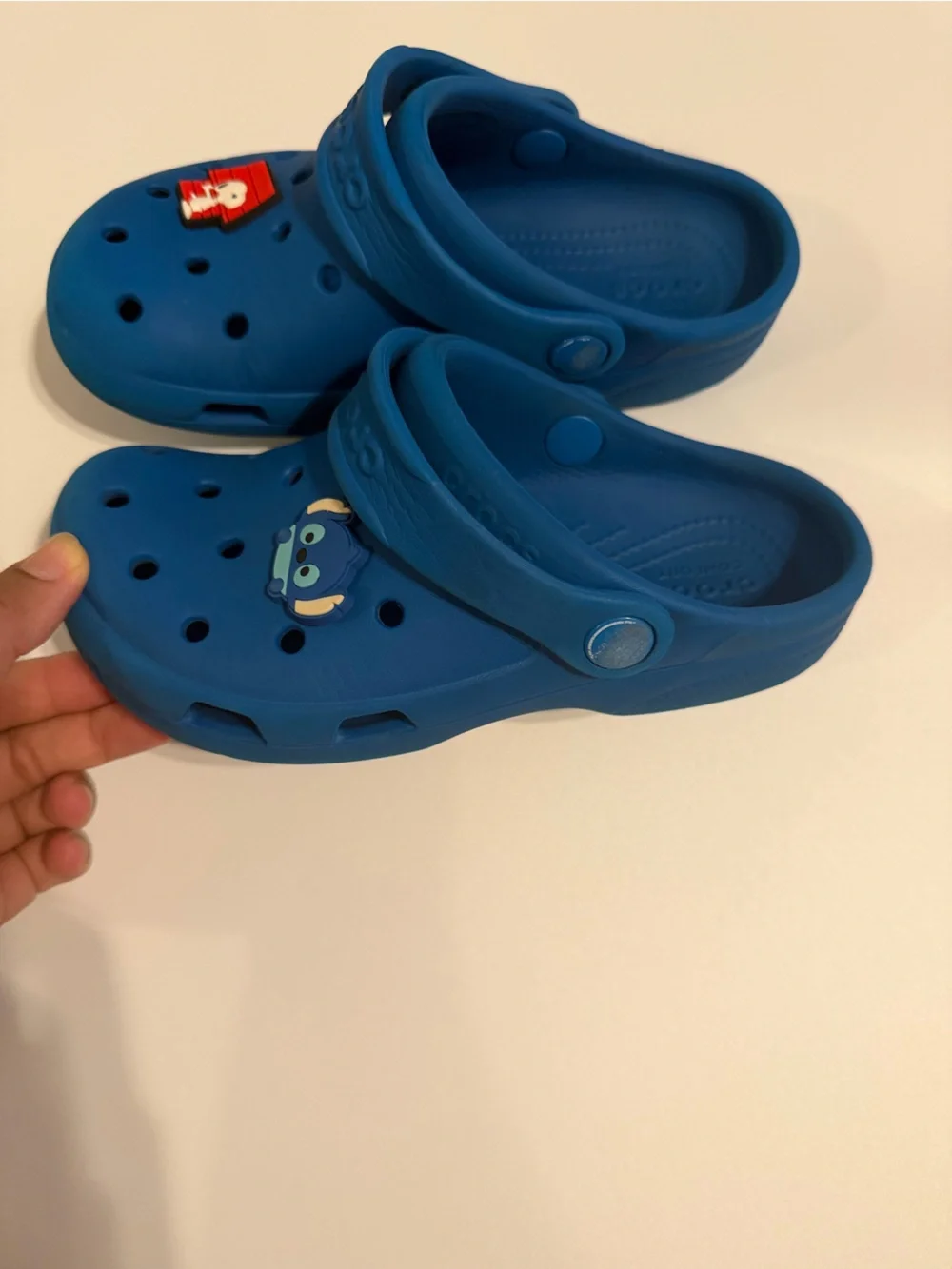 CROCS Kids Blue Clogs with Snoopy and Stitch Charms